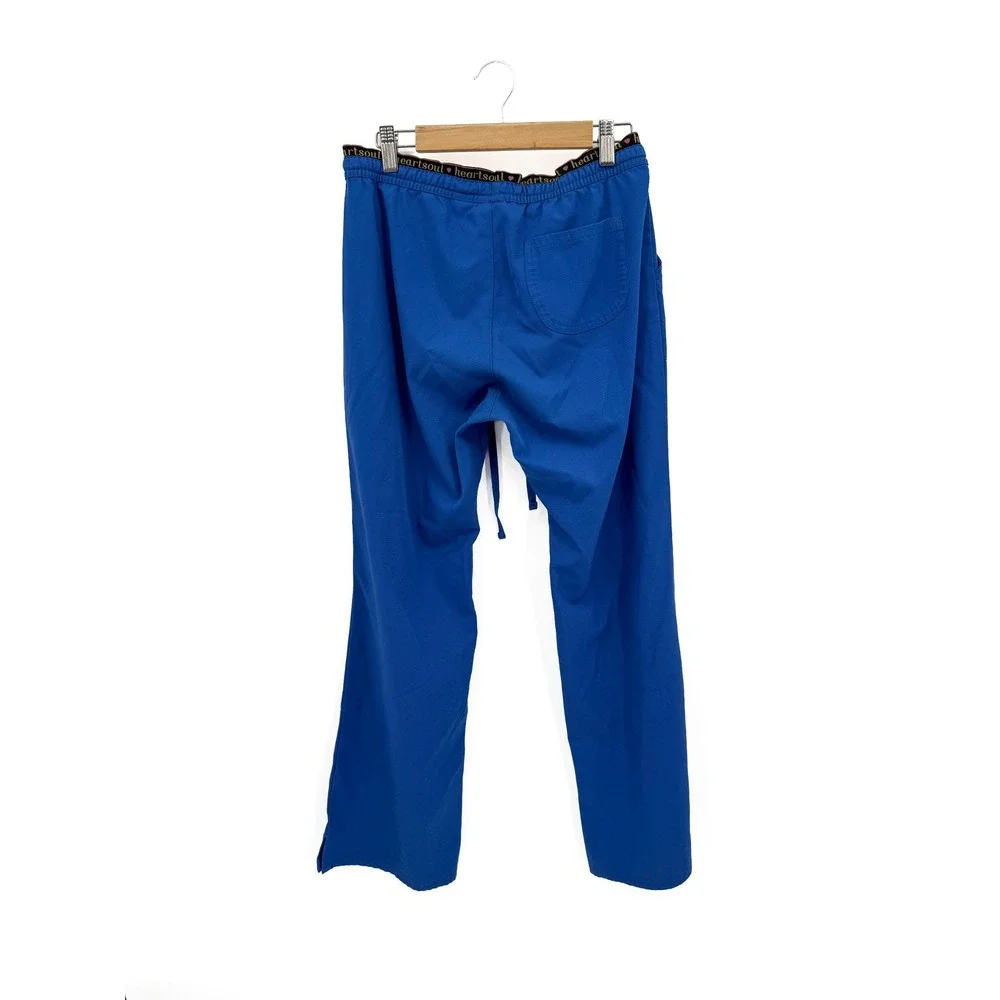 Heartsoul Scrub Pants Women Petite Royal Blue 20110P Low Rise Drawstring Cargo - Picture 2 of 6